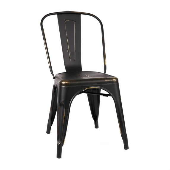 Dreux Vintage Matte Black Gold Stackable Side Chair (Set of 2)