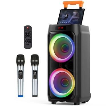FanFun Large Karaoke Machine, Home Karaoke System with 2 Karaoke Microphones, Bluetooth Party Speaker with Wheels, Aux Input, Perfect Graduation Gift