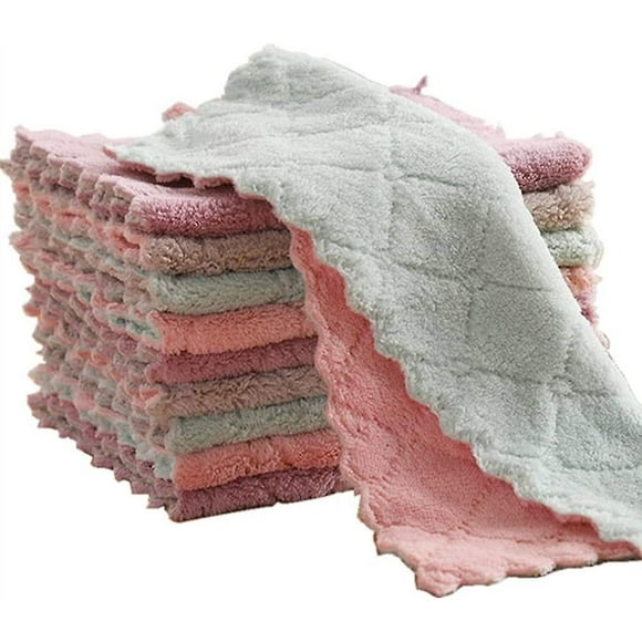 10-pack 9.85"x9.85" Microfiber Cleaning Cloth Dish Towels, Double-sided Dish