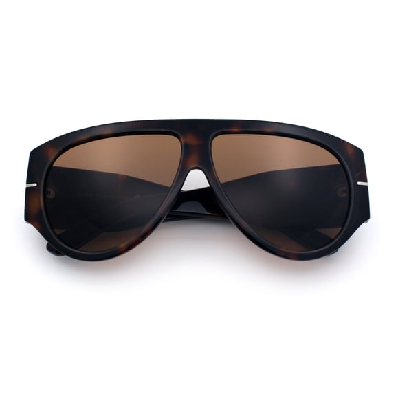 SA106 Oversized Retro Racer Thick Frame Aviator Sunglasses / Tortoise - Brown