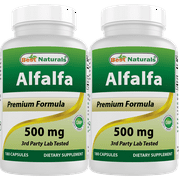 2 Pack Best Naturals Alfalfa Green Super Food 500 mg 180 Capsules