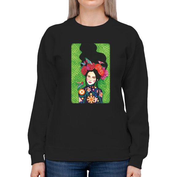 Pastell Woman With Flower Wreath. Sweatshirt Women's -Hulya Ozdemir Designs, Female Large