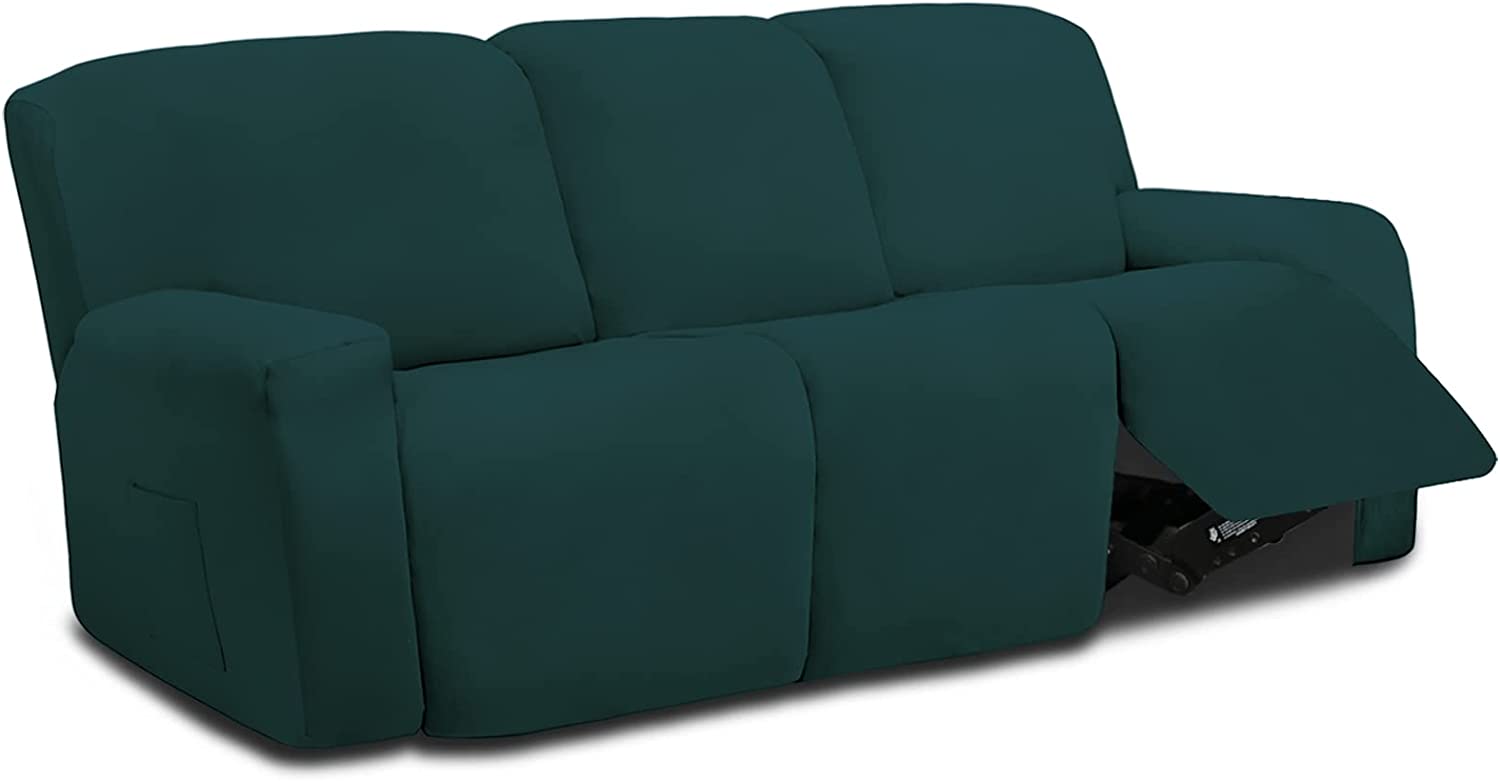 8 Pieces Microfiber Stretch Sectional Recliner Sofa Slipcover Soft