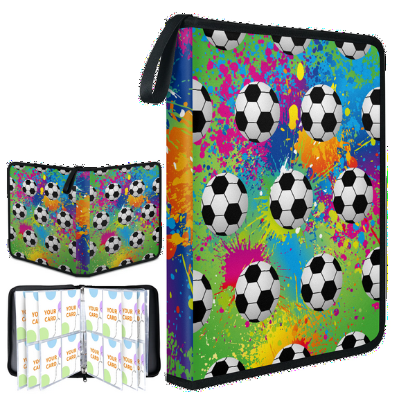 Trading Card Binder 4 Pocket Card Binder 400 Pockets Trading Card Albums with 50 Removable Sleeves 3-Ring Zip Design Card Book Holder Cards for Sport Collectible
