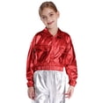 thumbnail image 4 of Runhomal Youth Boys Girls Jazz Hip Hop Dance Costume Metallic Streetwear Bomber Jacket and Sweatpants Set Red 14, 4 of 6