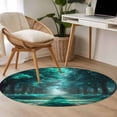thumbnail image 4 of Round Rugs 4Ft, Aque Trees Round Area Rug Washable Indoor Throw Carpet, Forest Art Decor Spring Summer Nature Leaf Soft Non Slip Circle Rug for Kitchen Nursery Room Home Decor Aesthetic, 4 of 8