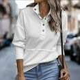 thumbnail image 5 of BLVB Womens Long Sleeve Button Stand Collar Sweatshirts Casual Fashion Fall Winter Pullover Tops with Pocket, 5 of 7