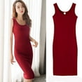 thumbnail image 6 of sunsanly O-neck Sleeveless Women Dress Summer Solid Color Bodycon Dress, 6 of 7