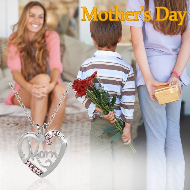 Xihbxyly Collar con Colgante de Corazón, Elegante Joya de Cristal, Diseño de Cadena Ajustable, Regalo Perfecto para El Día de La Madre, Uso Diario, Ocasiones Especiales, Sorpresas Especiales, Ideal p