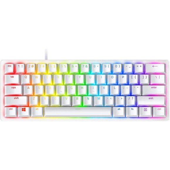 ERDS-Huntsman Mini 60% Gaming Keyboard: Fast Keyboard Switches - Clicky Optical Switches - Chroma RGB Lighting - PBT Keycaps - Onboard Memory - Snap Tap - White
