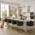 thumbnail image 2 of Guyou Modern Counter Height Bar Stools Set of 2, 24" Linen Counter Stools with Tall Barrel Back, Black Tubular Frame, Deep Comfortable Seat Island Stools for Kitchen Counter, Home Bars, Charcoal, 2 of 9
