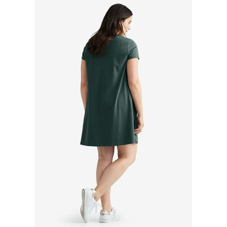 ellos Women s Plus Size A Line Tee Dress 42 44 Cornflower Blue