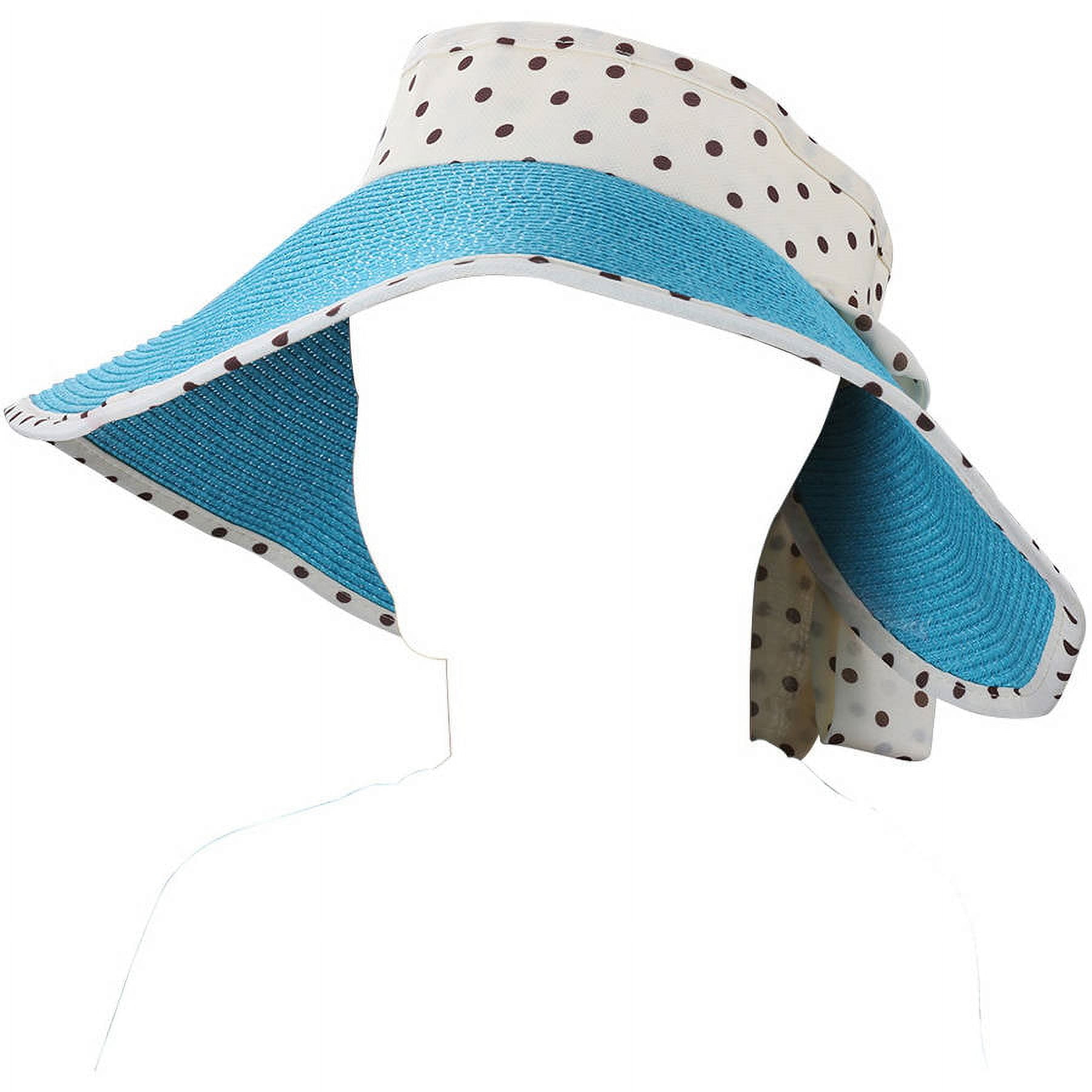 Women's and Girl's Polka Dot Straw Visor Sun Hat