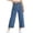 Blue, variant on Girl's Denim Pants Trendy Wide Leg Jeans High Waisted Stretchy Loose Cropped Pants with Button Fly