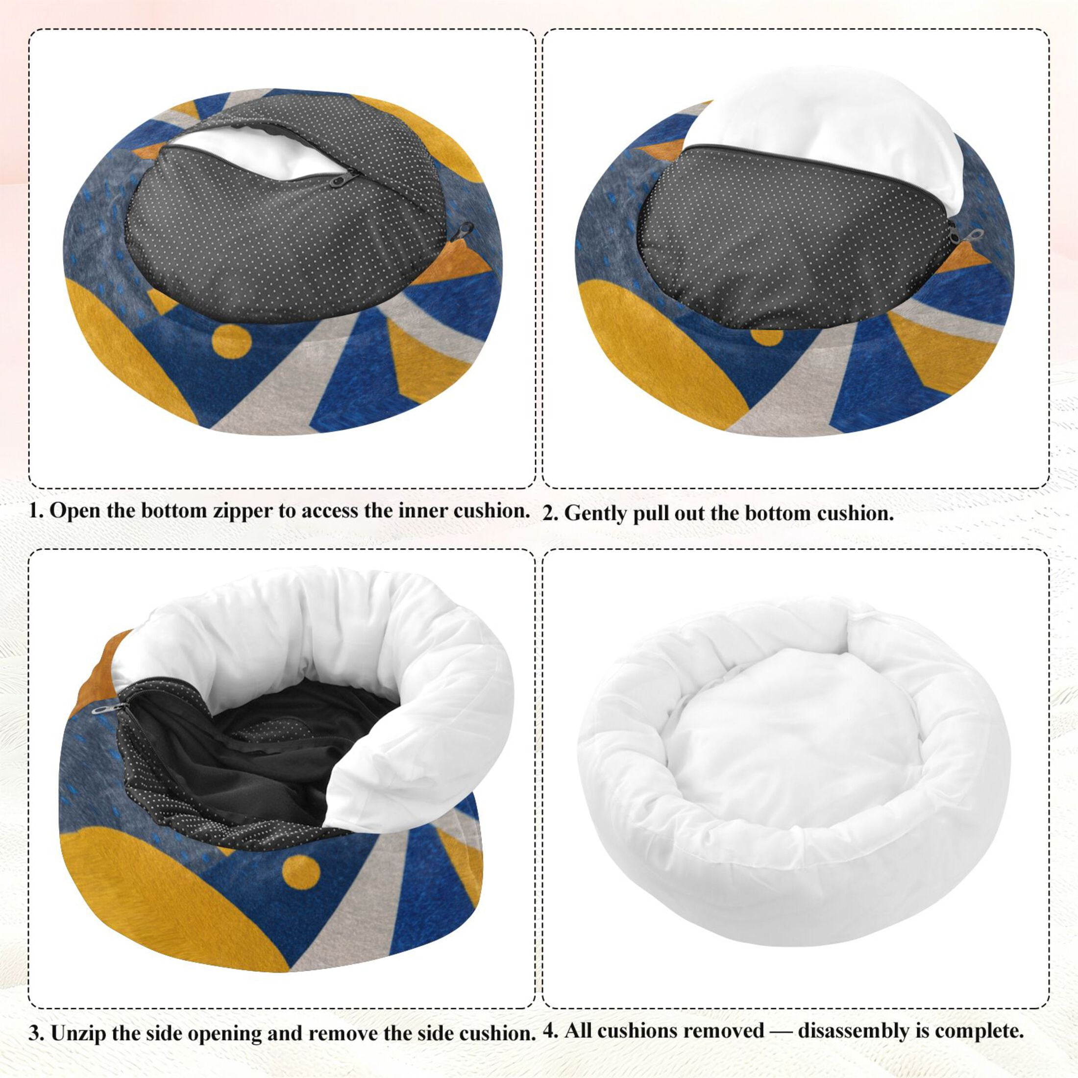 Iauyy Pet Couch Donut Cat Bed for Indoor Cats/Small Dogs Washable & Machine with Non-slip Bottom Calming Cat Furniture, Depth and Texture (M)