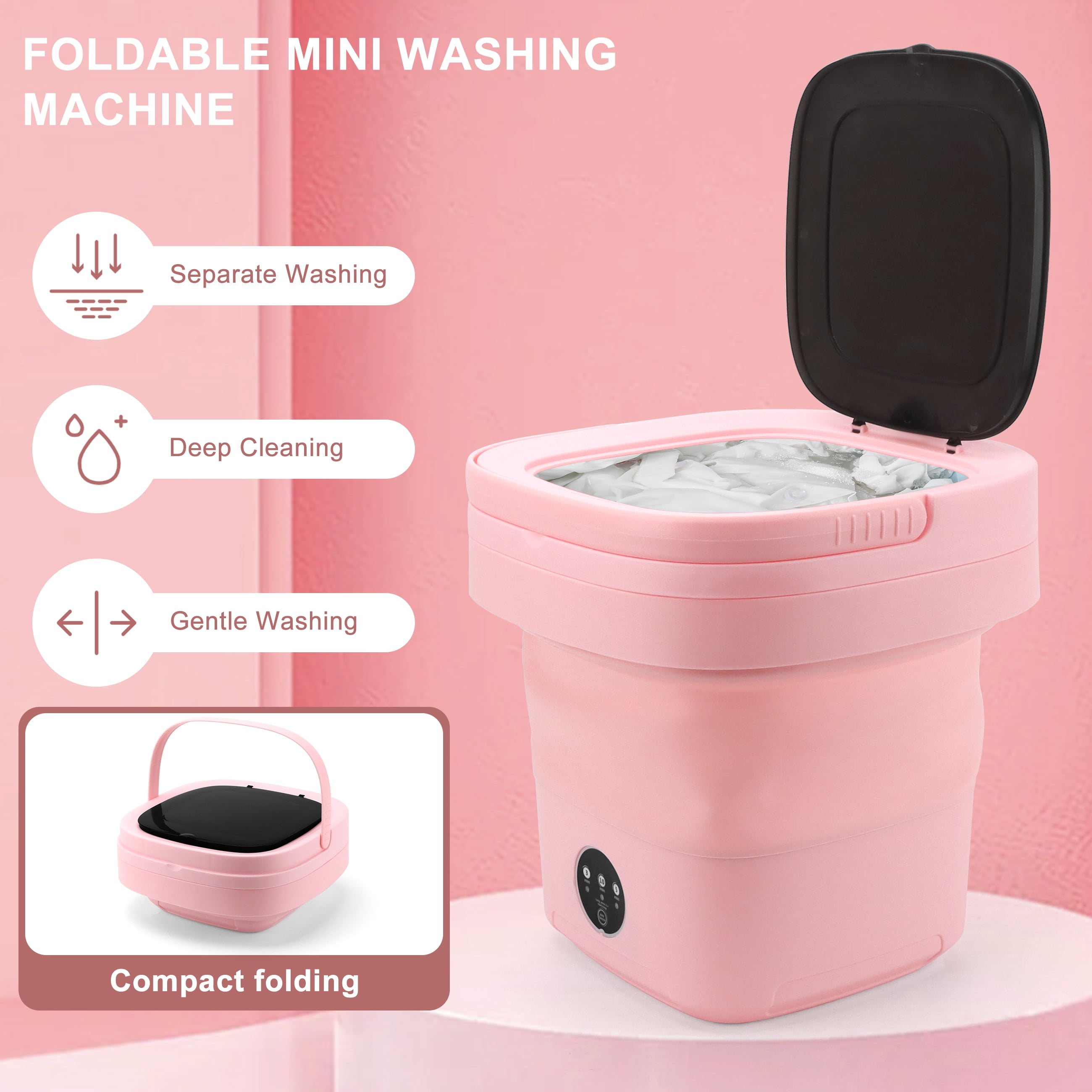 Hsfviop Portable Washing Machine, 11L Foldable Washer for Apartment, Camping, RV, Travel, Underwear, Socks