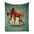 thumbnail image 1 of Geometric Soft Flannel Fleece Throw Blanket, Wildlife Vector Illustration of Polygonal Monkey Baboon Artwork Print, Cozy Plush for Indoor and Outdoor Use, 50" x 60", Orange Forest Green, by Ambesonne, 1 of 6