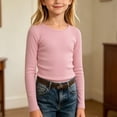 thumbnail image 6 of NAISIBABY Girls T-Shirts Size 8, Long Sleeve Ribbed Crew Neck School Uniform Basic Tee Pink, 6 of 6