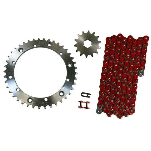 Factory Spec, K15481559520NZR104, Red 520x104 Drive Chain & 14/41 Sprockets 1989-2006 for Yamaha Banshee 350 YFZ350