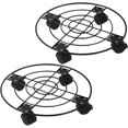 thumbnail image 1 of Plant Caddy - 33cm Round Metal Plant Pot Caddy, Plant Pot Trolley with Brake Wheel (2 Pack), 1 of 5