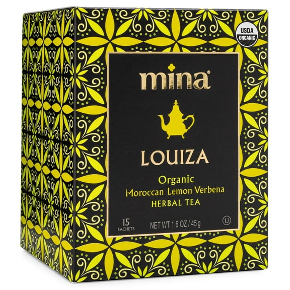 Mina Organic Lemon Verbena Tea, 15 Biodegradable Lemon Tea Bags, Authentic Moroccan Herbal Tea