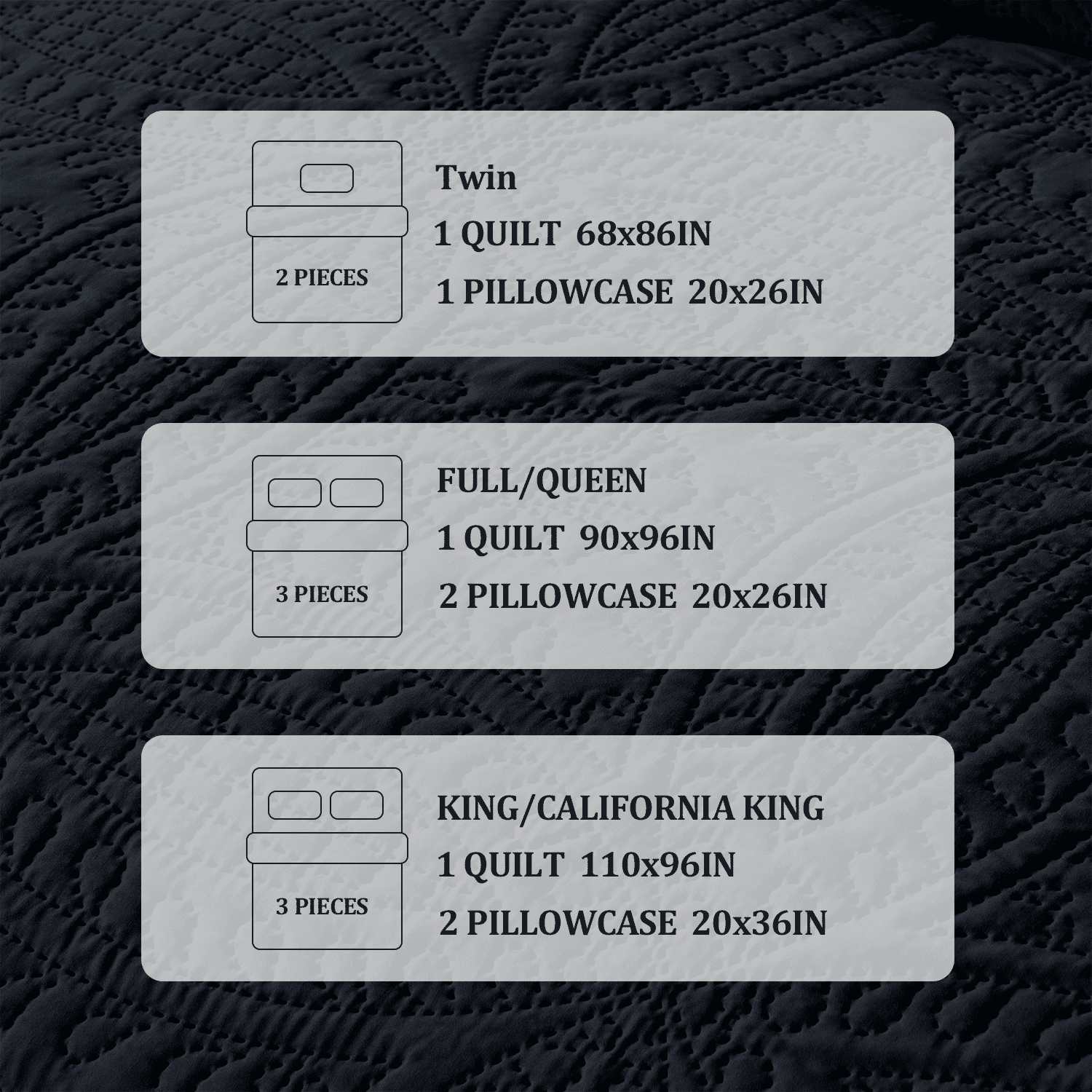 Flymme Quilt for King Beds Black,3 Piece Soft Lightweight Bedspread with Pillow Sham, Modern Blanket Thin Comforter Bed Cover for All Season