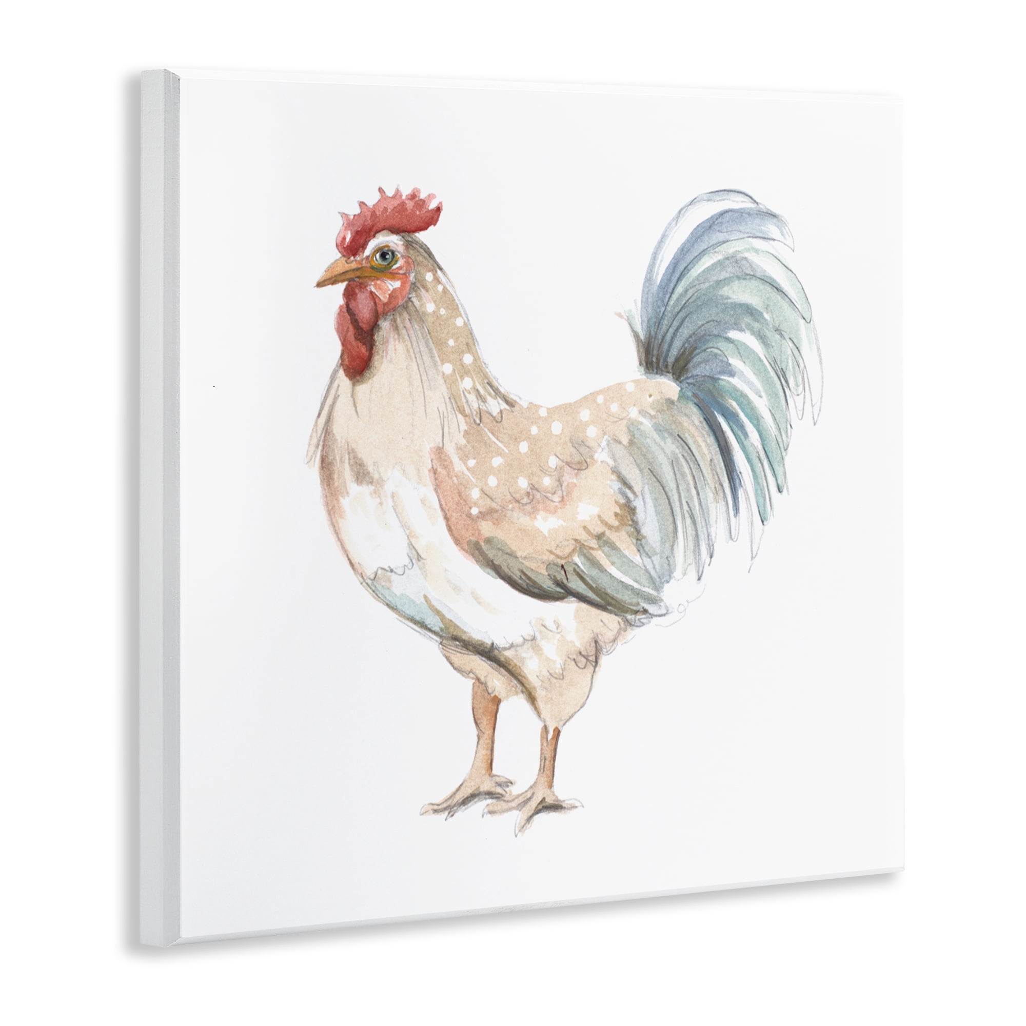 Stupell Industries Watercolor Rooster Sketch Wall Plaque Art, design by Patricia Pinto
