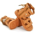 thumbnail image 4 of Toddler Baby Girls Gladiator Sandals Open Toe Rubber Sole Roman Shoes Zipper Outdoor Summer Sandals for Girls(Toddler/Little Kid), 4 of 6