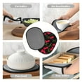 thumbnail image 7 of Pofeuu Cherry Print Silicone Pot Mat Mitten With Hanging Loop Heat Resistant Oven Mitts Non-Slip Bbq Baking Smoking Potholders, 7 of 7