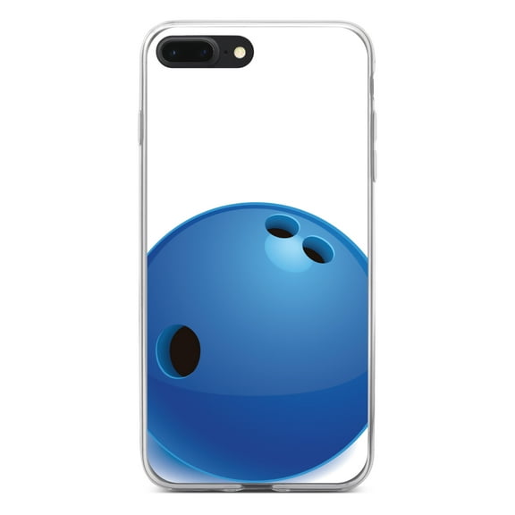 DistinctInk Clear Shockproof Hybrid Case for iPhone 7 PLUS / 8 PLUS (5.5" Screen) - TPU Bumper, Acrylic Back, Tempered Glass Screen Protector - Blue Bowling Ball