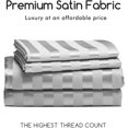 thumbnail image 2 of HTOOQ Satin Bed Sheets, King Size Sheets Set, 4 Pcs Silky Bedding Set with 15 Inches Deep Pocket for Mattress(King, Silver Striped), 2 of 7