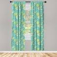 thumbnail image 4 of Ambesonne Abstract Window Curtains, Sleeping Owls and Mouses, Each 28" W x 63" L, Sky Blue Avocado Green and Lavender, 4 of 4