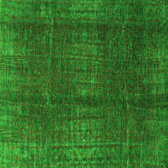 Ahgly Company Indoor Square Oriental Green Modern Area Rugs, 4' Square