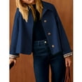 thumbnail image 2 of Women's Casual Oversized Short Trench Coat Plaid Lining Cropped Jacket Fall Windbreaker Outerwear, 2 of 7