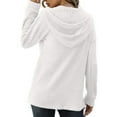 thumbnail image 6 of Hfyihgf Women's Button V Neck Waffle Knit Hoodies Long Sleeve Sweatshirt Drawstring Lightweight Pullover Tops（White,M), 6 of 8