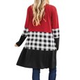 thumbnail image 4 of Women Checkered Colorblock Long Sleeve Mid-Length Cardigan Top, 4 of 7