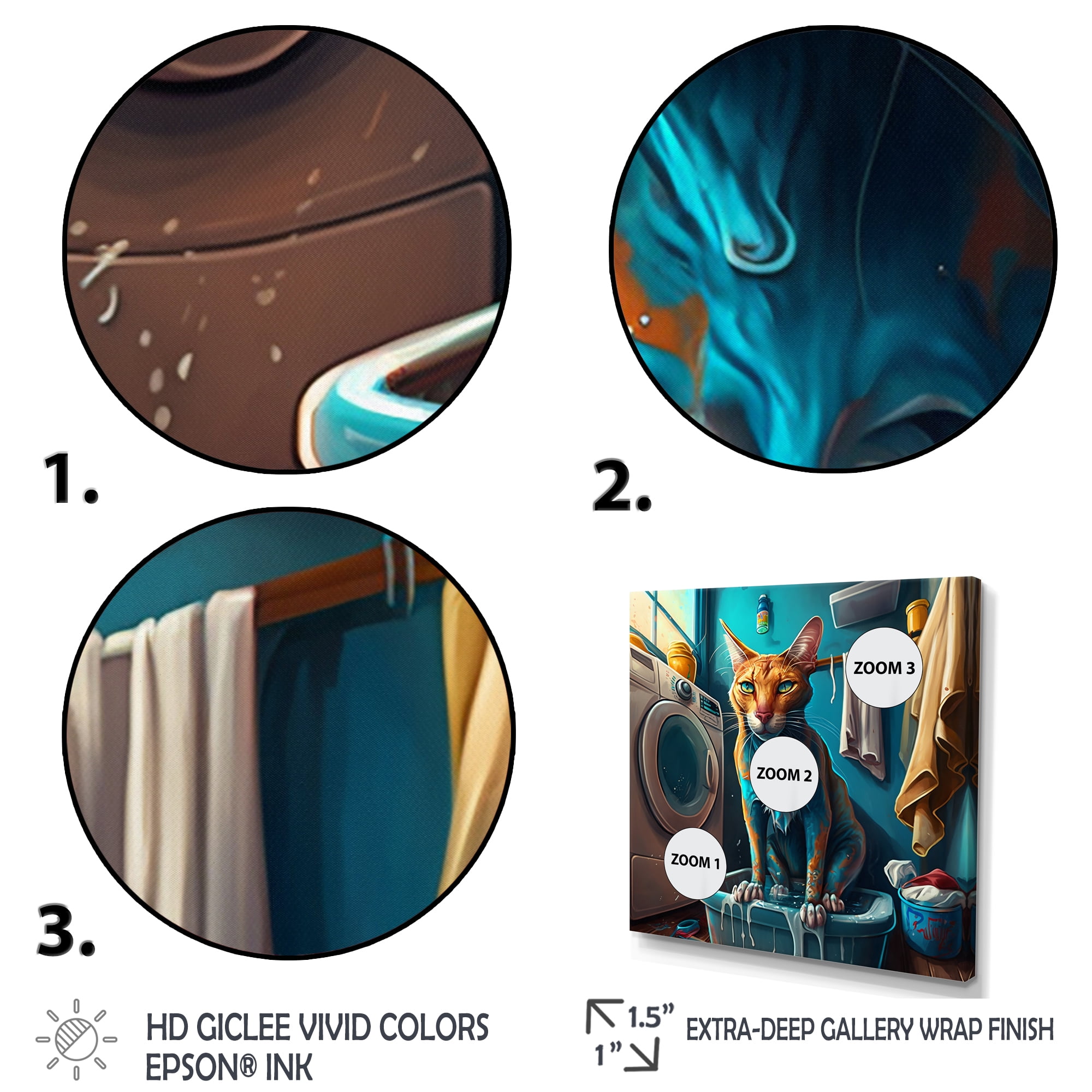 Designart Cat Doing Laundry Canvas Wall Art