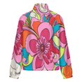 thumbnail image 6 of Jackets for Women Winter Coat Jackets Flannel Stand Collar Jacket(Vibrant Psychedelic Floral Art,Size:S-4XL), 6 of 7