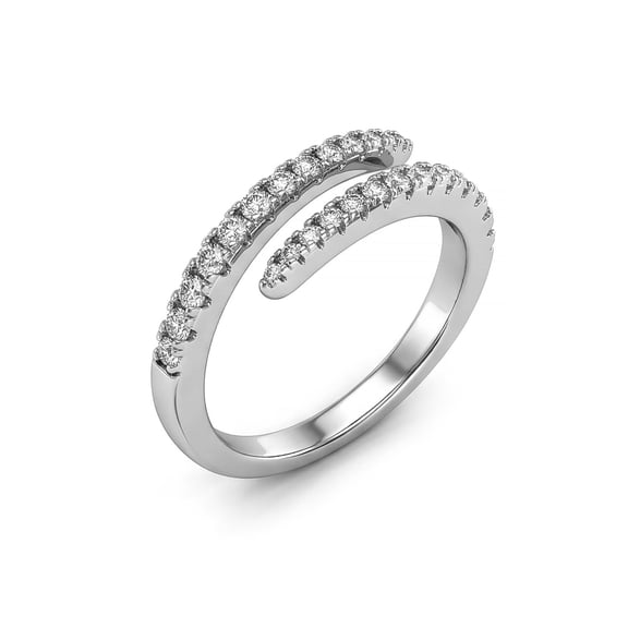 Charmsy Cubic Zirconia Open Wrap Ring for Women | Rhodium-Plated Adjustable CZ Crossover Ring