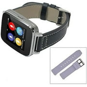 Beantech Smart Watch for iPhone and Android Smartphones. Silver face and Black strap. Extra Purple Sports Strap Included