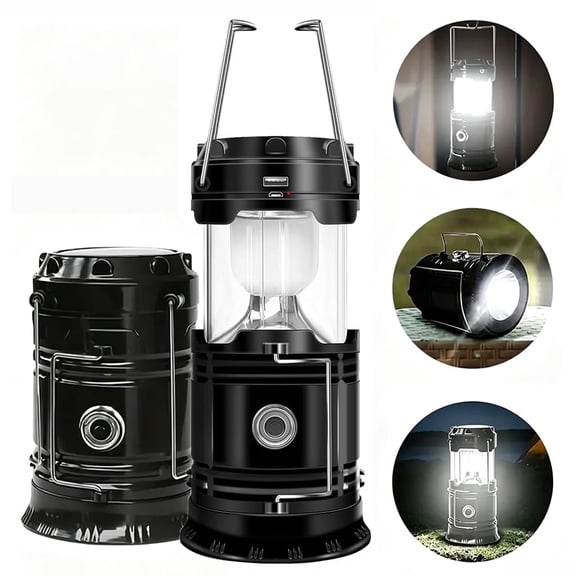 4‑Pack Collapsible LED Camping Lantern Flashlight, Battery Powered Emergency Light for Camping Hurricane Power Outage