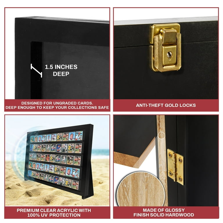 PENNZONI 1/2 Table Top Display Case w/ 2 Legs, Acrylic Baseball Card Show  Case, Walnut - Walmart.com