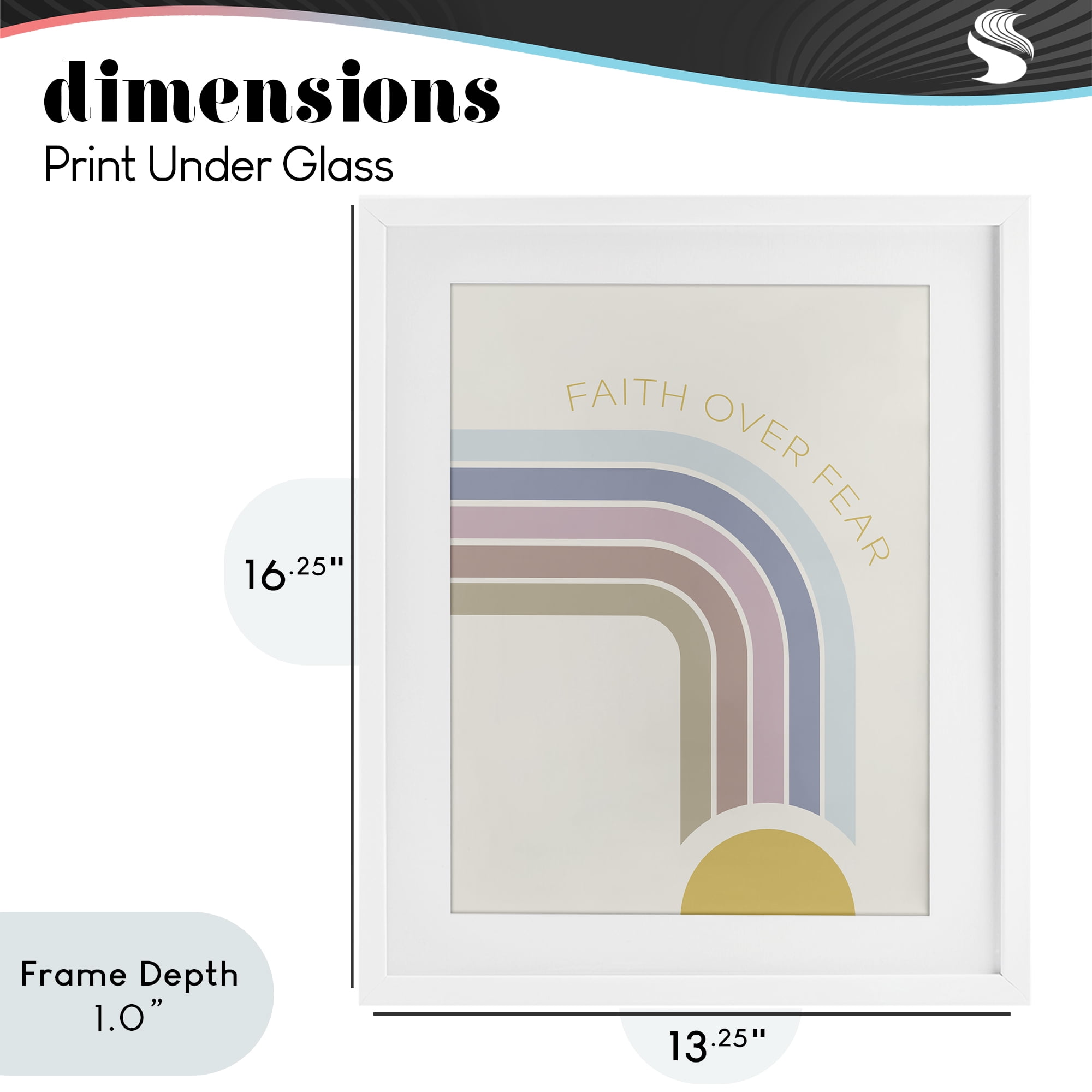 Stupell Industries Faith Over Fear Rainbow White Framed Print Under Glass, design by SD Graphics Studio