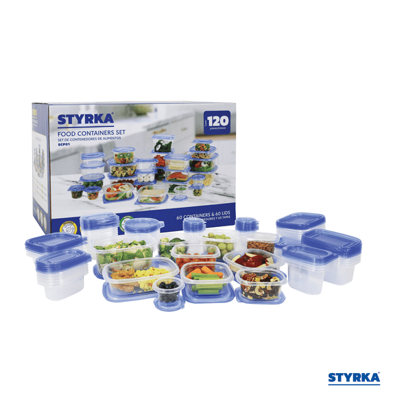 Set 60 Contenedores De Plástico STYRKA 120 piezas De Cocina Con Tapa Diferentes Tamaños