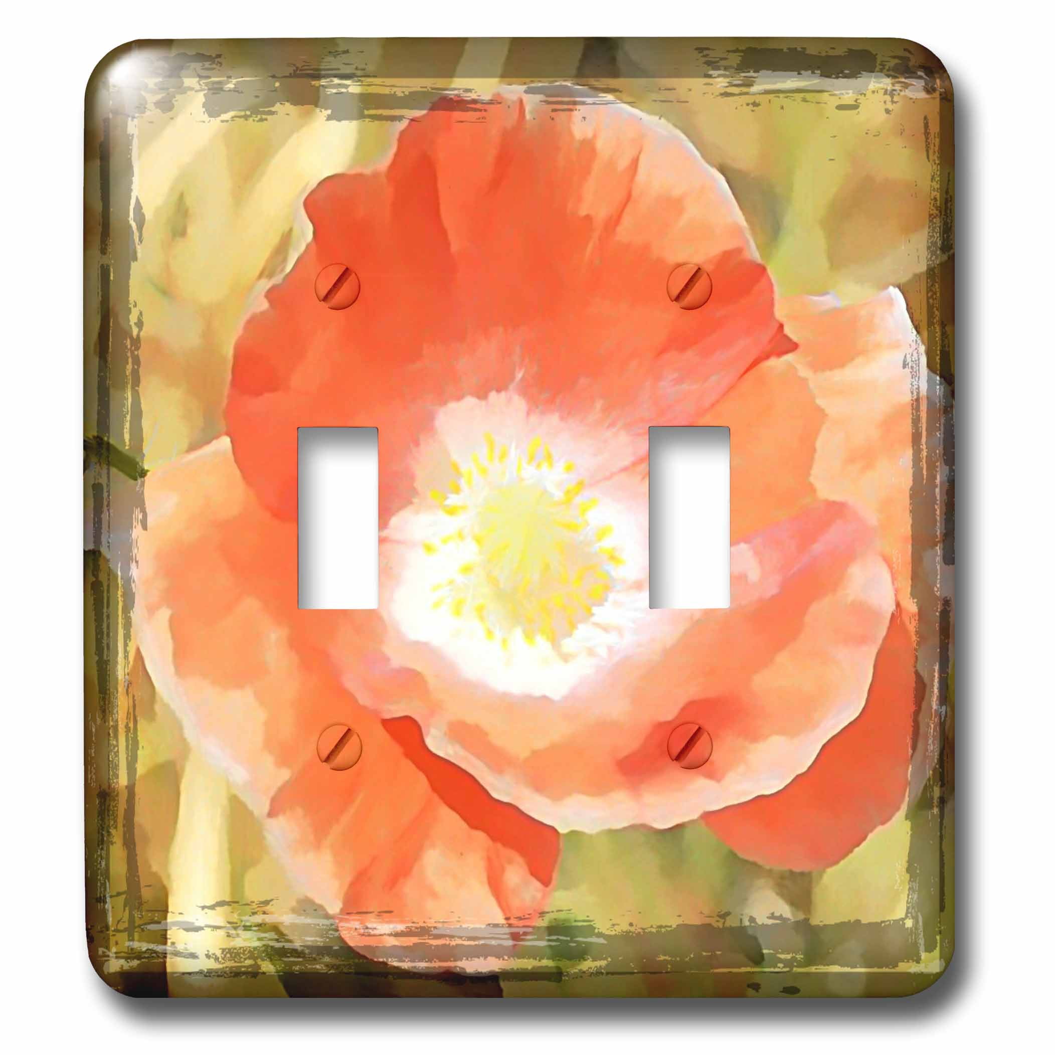 3dRose Poppy Art- Orange Flowers- Floral - Double Toggle Switch  (lsp_47227_2)