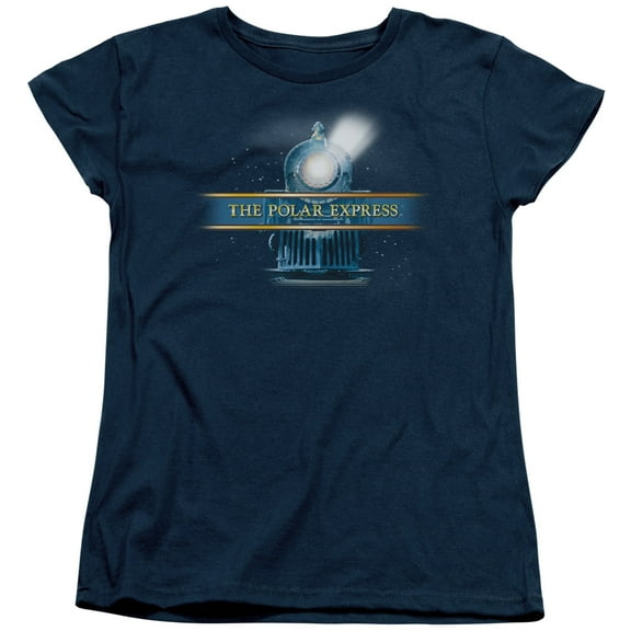Trevco Sportswear WBM375-WT-2 Polar Express Train Logo Womens Short Sleeve T-Shirt, Navy - Medium