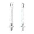 thumbnail image 3 of Bling Jewelry Womens Long Chain Dangle Religious Cross Threader Earrings Sterling Silver U Wire Hook, 3 of 6