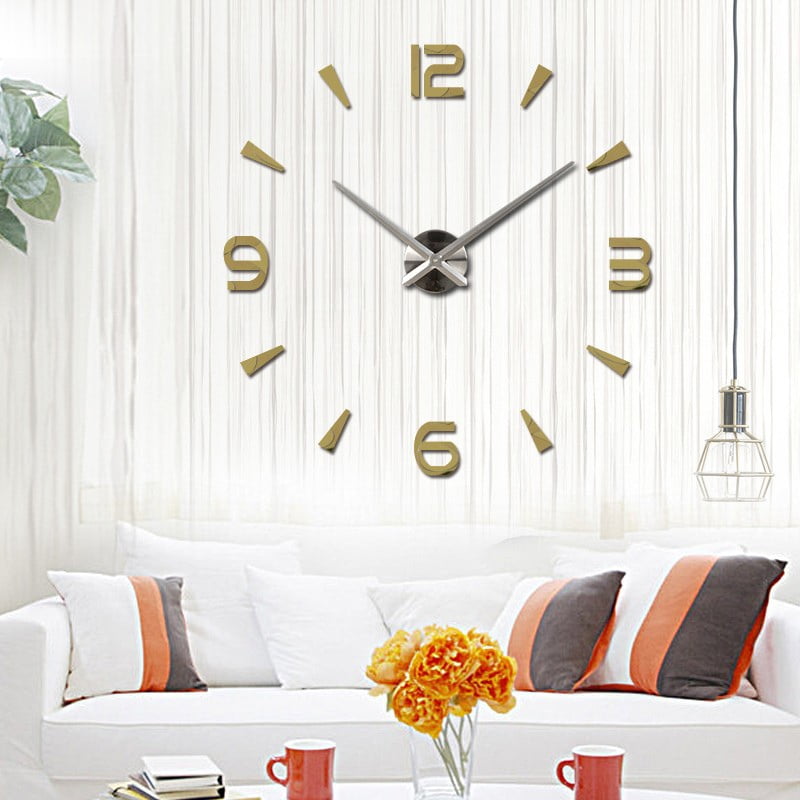 Large DIY Luxury Mirror Wall Clock Sticker Round Modern Art Home Decor Room UK