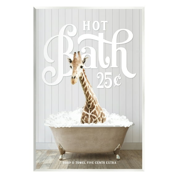 Stupell Industries Vintage Bathroom Giraffe Animals & Insects Painting Unframed Art Print Wall Art, 10 x 15