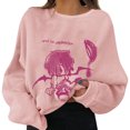 thumbnail image 1 of Gibobby Temperamento Pullover Top Camisa deportiva con cuello estampado para mujer, ajustado con cuello redondo, camisa deportiva informal de manga larga, Top holgado (estilo 2)(Rosa, L), 1 of 3